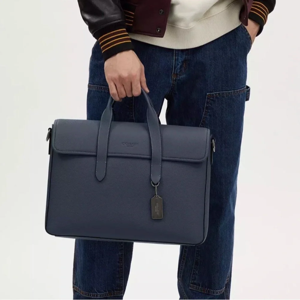 NWT！COACH SULLIVAN PORTFOLIO BRIEF (COACH C9875) GUNMETAL/DENIM fast shipping